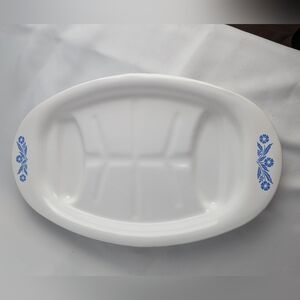 VINTAGE Corning Ware P-19 Made In USA Blue Cornflower Meat Serving Platter
